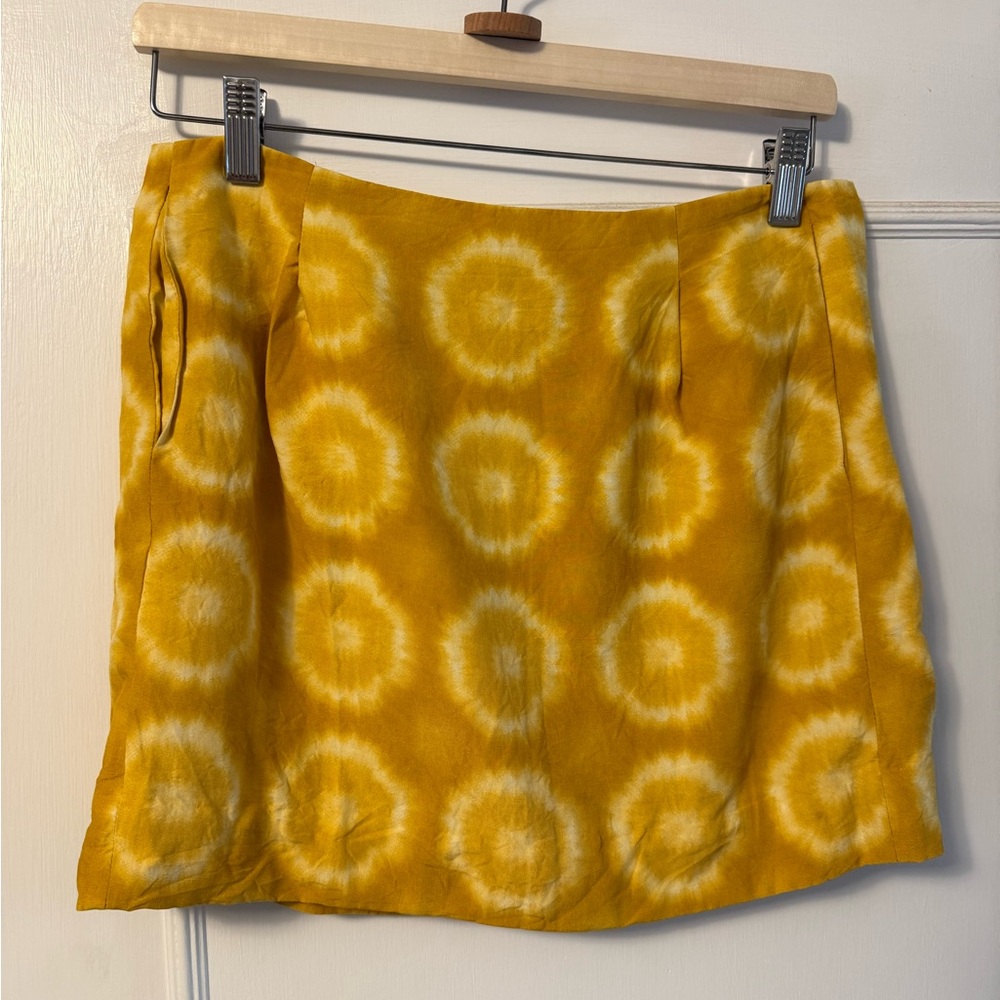 Banana Republic Yellow Patterned Mini Skirt